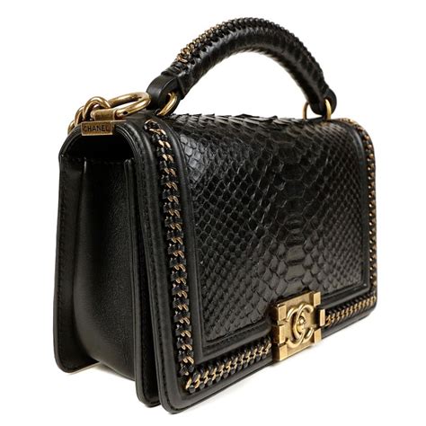 black python chanel boy bag